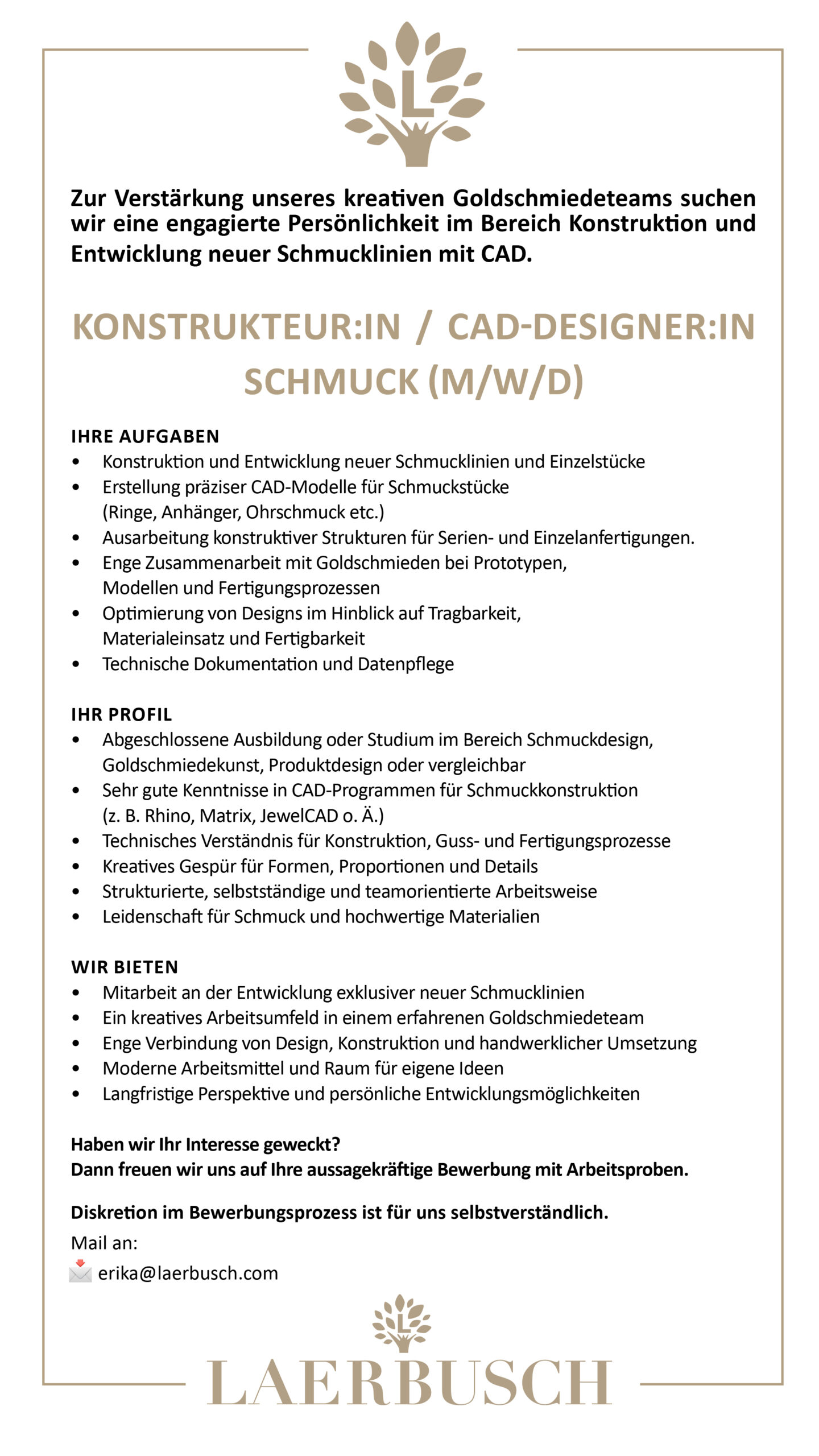 Juwelier Laerbusch - Karriere - CAD-Designer Schmuck